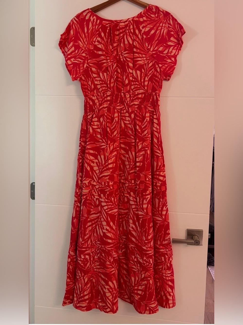 Red Leaf Print Dress Tahari
